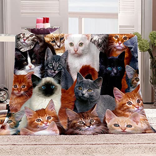 Warme Kuscheldecke Flanell Decke Microfaser Fleecedecke 150X200Cm 3D Tier Katze Druck Drucken Sofadecke Weiche Flauschige Wolldecken Tagesdecke Wohndecke Für Erwachsene & Kinder