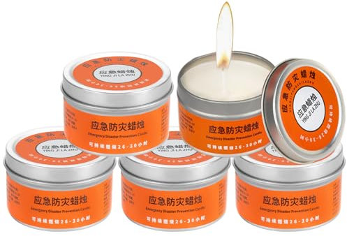 Derwrtup Überlebenskerze, 5er Set Geruchlose Notlicht Kerzen, 20-30 Stunden Brenndauer, Vielseitiges Outdoor-Zubehör Für Camping, Krisenvorsorge & Notbeleuchtung