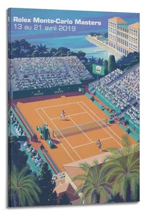 DLJGDS Sports 2019 Rolex Monte Carlo Masters Seaside Court Bild, dekoratives Gemälde, Leinwand, Wandposter und moderne Familienschlafzimmer-Dekoration, 60 x 90 cm