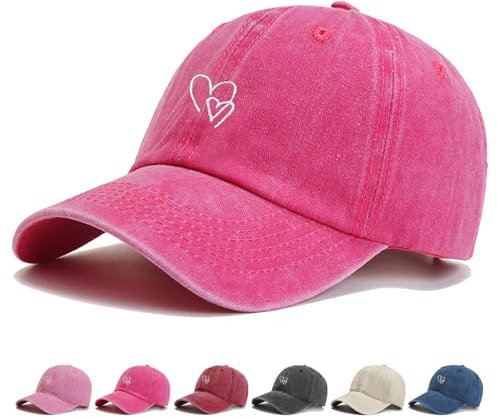 WENAUANG Cappello Baseball Retro Donna, Cotone con Ricamo di Amore Ricamato, Berretto Baseball Lavato e Rovinato Distressed, Adatto per Sport all'Aperto, Uomini e Donne