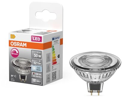 Osram LED-Spot Reflektor Superstar MR16 50 dimmbar, 4000 K neutralweiß, 6,1 W, GU5.3, 36°, 621 lm, 25.000h, Niedervolt, für Spotbeleuchtung