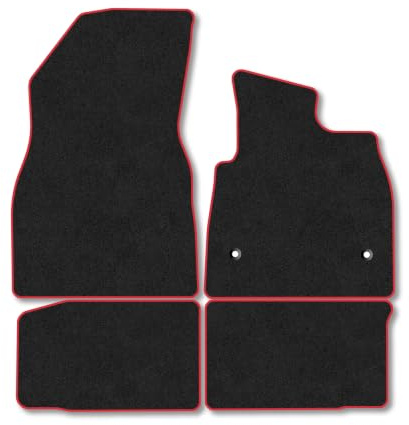 Dacia Duster (2024+) [Full Hybrid] Carpet Car Mats | Red Edge Trim Tailored Fit Floor Mats Full Coverage Protection Accessories Easy Clean Anti Slip Made in the UK