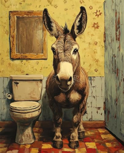 AYAOYANGGO Stickerei Set Fantasie Esel Tier Diy-Kreuzstichset Mit Vorgedrucktem Stickstoff,Schere Und Besticktem Faden 11CT 40x50cm