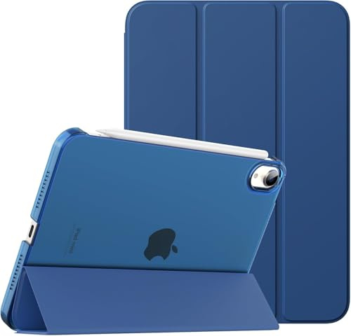 TXWLLIU Hülle für iPad mini 7 (A17 Pro) 2024/Mini 6 2021 8,3 Zoll, Dreifach Gefaltete Schutzhülle, Schlanke Durchscheinende Mattierte Rückseite Schutzhülle, Auto Wake/Sleep, Dunkelblau
