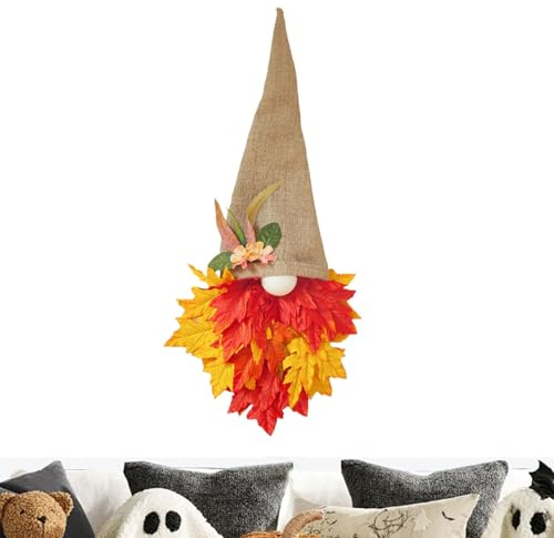 Yianyal Herbst-Türkranz – rustikale Girlande mit Ahornblättern und für Thanksgiving, Erntedekoration für Innen- und Außenbereiche, Balkon, Wand, Terrasse, Schlafzimmer und
