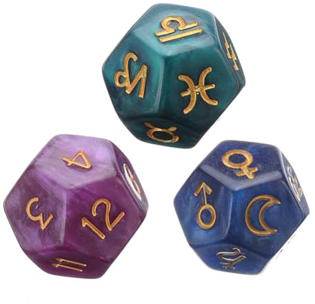 qixeuoa Astrologie Würfel - Zubehör Für Astrologen Und Mystik | 12-Seitige Acryl Tarot Würfel Für Horoskop Deutung, Spirituelle Praktiken, Rollenspiel Und Raumdekoration