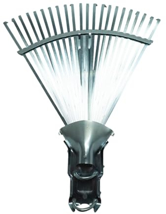 Scopa raccogli-foglie da giardino in metallo – Colore argento – Larghezza regolabile 29–45 cm – Leggera e resistente – Ideale per foglie, erba e detriti