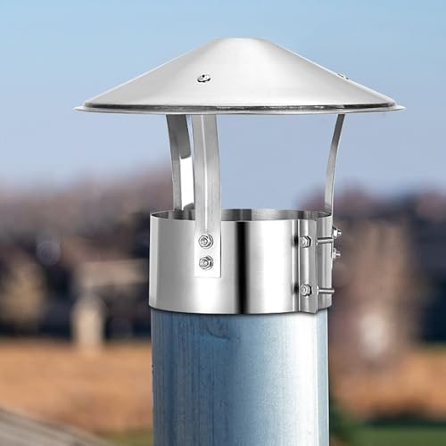 Schornsteinhaube Edelstahl 201 Schornsteinabdeckung Rund Regenhaube Schornsteinkappe 90 100 150 180 240mm Kaminaufsatz für Lüftungskanäle, Kaminabdeckung Außen(90mm/3.54in)