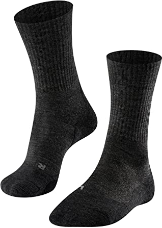 FALKE TK2 Explore Wool M So lana hilo funcional antiampollas gruesos 1 par, Calcetines para senderismo Hombre, Gris Smog 3150, 42-43