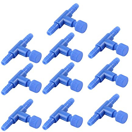 sourcing map 10 Piece Plastic Aquarium Fish Tank 2 Way Air Pump Control Valves, Blue