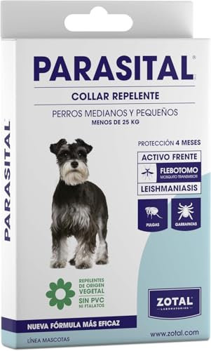 Collare antiparassitario per cani di piccola e media taglia - Zotal, repellente contro zanzare, pulci e zecche. Attivo frontale la leishmaniasi