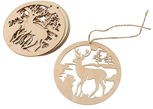 LUOEM 5er Holz Hohlen Hirsch Anhänger Neujahr Hängen Dekorationen Verzierungen