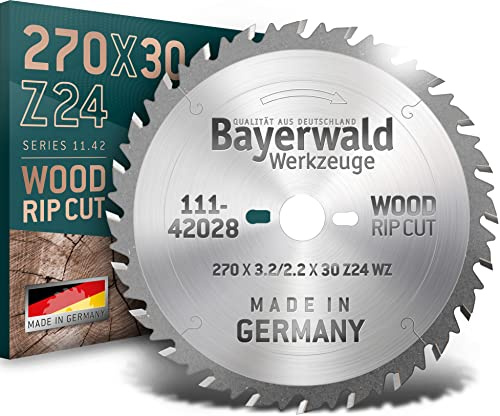 Bayerwald - HM Kreissägeblatt - Ø 270 mm x 3,2 mm x 30 mm | Wechselzahn (24 Zähne) | grobe, schnelle Zuschnitte - Brennholz & Holzwerkstoffe | mit Kombinebenlöchern