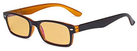 Eyekepper Blue Light Blocking Computer Glasses with Amber Tinted Filter Lens Women Men - Vintage Eyeglasses - Black Yellow