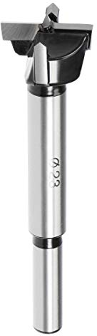 sourcing map Forstner Bohrer 23mm, Hartmetall Holzlochsäge Schneckenöffner, Holzbearbeitungsscharnier Lochbohren Bohrung Bit (Black, Silber)