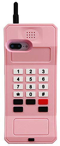 UnnFiko 3D-Silikon-Hülle kompatibel mit iPhone 6 Plus/iPhone 6S Plus, Retro Classic Kreative Weiche Gummi Bumper Cover Cool Dicke Schutzhülle Stand Case (Retro Handy Pink, iPhone 6 Plus/6S Plus)