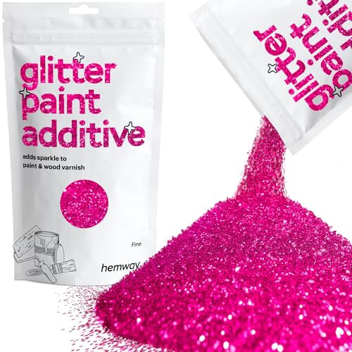 Hemway Glitter Paint Additive - Dark Rose Pink | Fine Metallic Flakes for Adding Sparkle to Paints & Wood Varnish | Add to Emulsion, Acrylic & Latex for Indoor Sparkly Walls | 100 g