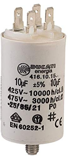 Condensatore motore 10uF±5%/475V+GRD ¯36x58mm, DUCATI