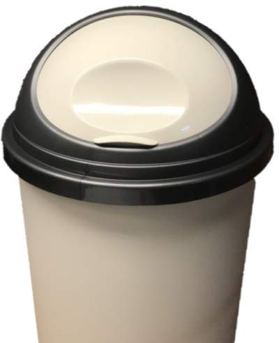 KetoPlastics 45 LITRE KITCHEN OFFICE BULLET BIN/RUBBISH BIN - CREAM, SILVER LID, CREAM FLAP