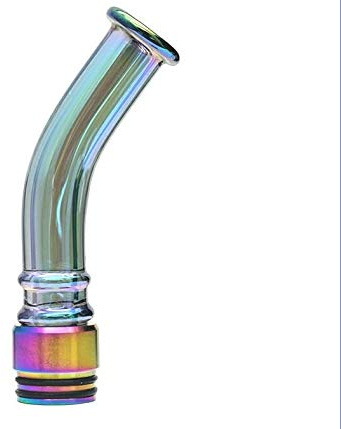 Qingtian-ceg 1pc 510/810 Lange Gebogene Glas Drip Tip mouthpie for 510 & 810 Themen-Vaporizer (Farbe : FIT for 810 Rainbow)