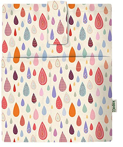 KAPAX Couverture de Livre - Couverture de Livres pour Livre broché, Tissu Lavable,imperméable,Protecteur de Livre - Housse de Protection pour Tablette pour Adulte Idée Cadeau (Raindrop)