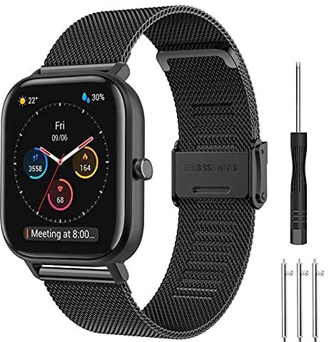 Cinturino per Amazfit GTS, 20mm in Acciaio Inossidabile e Metallo, per GTS 4 Mini, GTS 4, GTS 2 Mini, GTS 2, GTS 3, Amazfit Bip, Bip U, Bip U Pro, Bip 3, Bip 3 Pro,Amazfit GTR Mini