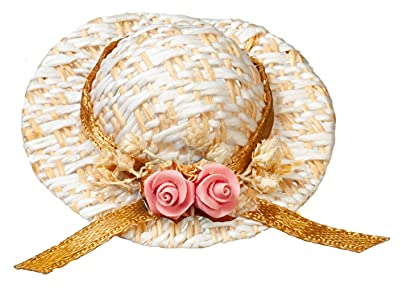 Melody Jane Dolls House Straw Hat Pink Flower Miniature Garden Bedroom Hall Accessory 1:12