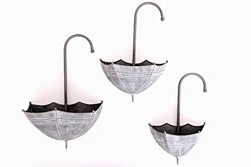 Annibells Metal Wall Umbrella Galvanised Flower Pots Garden Balcony Planters (Small)