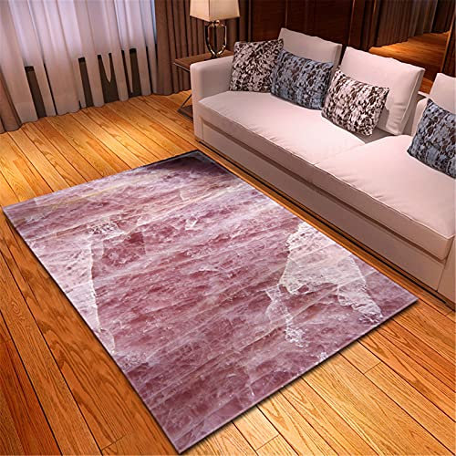 Chickw1 Teppich Wohnzimmer Moderne 3D Marmor Muster, Weiche Flauschig Antirutschunterlage Kurzflor Fläche Teppiche für Kinderzimmer Schlafzimmer Outdoor Küche (Verträumtes Rosa,150x200cm)