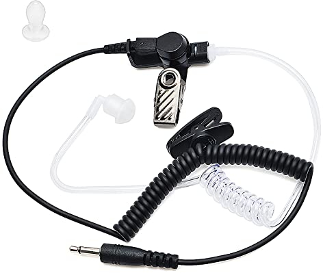 HYSHIKRA 3,5mm Klinke - Ohrhörer Schallschlauch - Nur empfangen - One Ear - transparent inkl. Halteclip - Kopfhörer Headset für Funkgeräte Kommt mit Ohrstöpseln (180°-Stecker 1 Stück)