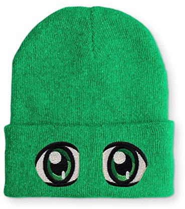 Anime Mütze lustige Nerd Mütze cute Eyes für Damen und Herren, Farbe: Mint