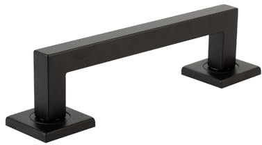 AZERODESIGN-Manillon Tirador Negro Asa-Rosetas Cuadradas 50x50mm-Puertas Madera-Distancia Entre Centros 200mm-Distancia Total 250mm