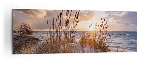 ARTTOR Bilder auf Leinwand 160x50cm Wandbild Landschaften Maritim - 4710 | Westen An Der Strand Panorama Groß XXL Wanddekoration Wohnzimmer Schlafzimmer Wanddeko Wand Kunstdruck Wandkunst ARTTOR