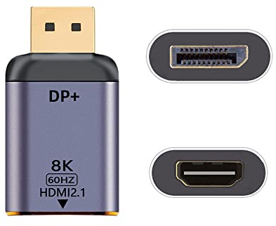 cablecc Connecteur Adaptateur DisplayPort 1.4 Source vers HDMI 2.0 Display 8K 60 Hz UHD 4K DP vers HDMI mâle