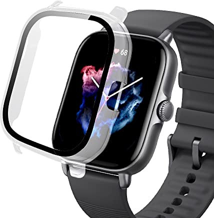 SeNool Funda Compatible con Amazfit GTS 2, Carcasa Protectora con Cristal Templado Protector de Pantalla, [Dureza 9H] Protección Carcasa Compatible con Amazfit GTS 2 - Transparente