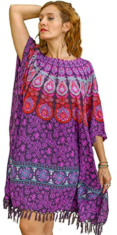 Lila Strand Kaftan für Damen - Boho Chic Bikini Abdeckung Kleid - Mandala Sarong Wickeln - Strand Kaftan