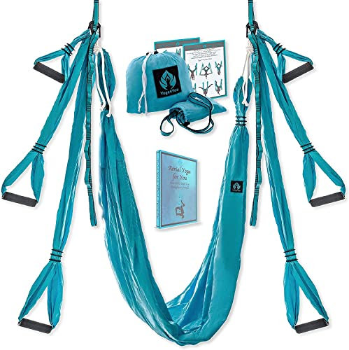 Aerial Yoga Swing Set,Yoga Hängematte Aerial Swing,Aerial Sling Inversion Fly Kit,Flying Yoga Inversion Tool,Antigravity Decke Hängende Yoga Sling,Erwachsene Kinder Arial Tür Yoga Swing (SEA WAVE)