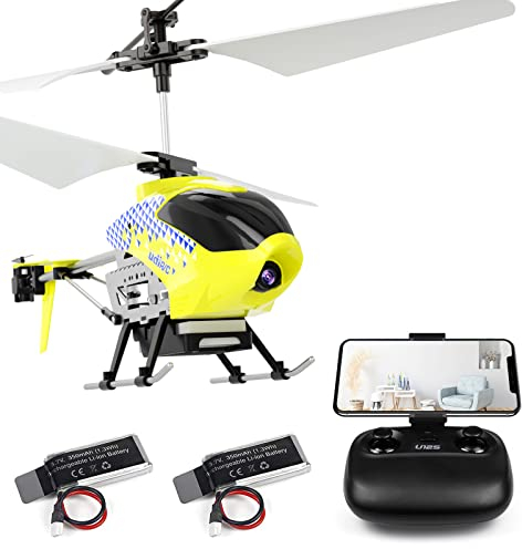 Ulifance U12S RC Helikopter mit Kamera, Hubschrauber Ferngesteuert für für Kinder ab 14 Jahren, In/Outdoor Ferngesteuertes Flugzeug mit 2 Batterien, Gelb