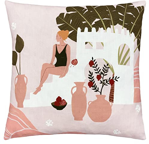 furn. Nalani Riad Feather Filled Cushion, Polyester, Sand