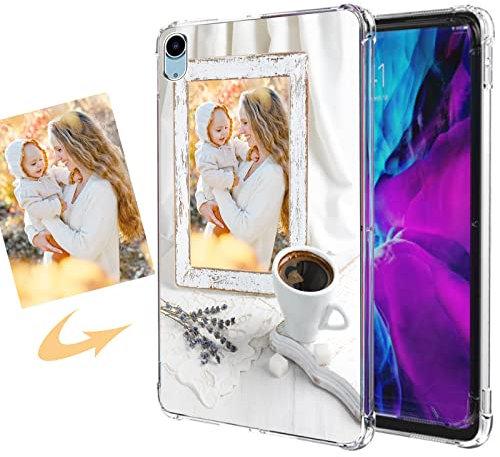 CXKJ Trasparente Personalizzata Custodia per iPad mini 2021 10.3,con la Tua Foto,Immagine o Scritta Cover,Silicone Case Antiurto Bumper Cover Personalizzata