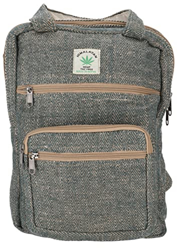 GURU SHOP Ethno Hanf Rucksack, Laptoptasche - Dunkelgrün/flax, Unisex - Erwachsene, Baumwolle, 35x30x15 cm