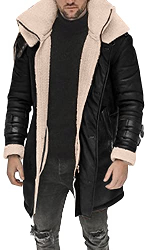 Alueeu Mantel Herren Slim Fit Übergangsmantel Herren Lang Winter Motorradjacken Herren Lederjacke Herren Trachtenjacke Wildleder Trench Coat Men Winter Winterjacke Trachtenjacke Pelzmantel