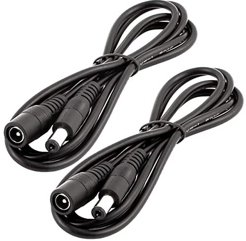 LitaElek 2pcs 1m 22AWG Cavo di prolunga DC 12V 5,5mm x 2,1mm Spina Presa DC 0-36V Cavo Estensione Maschio a Femmina per Striscia LED, Monitor dell'automobile, Telecamera CCTV, etc., Nero