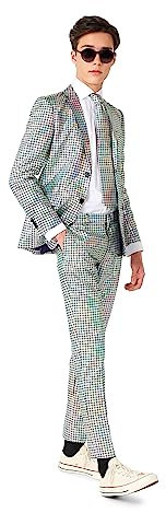 OppoSuits Discoballer Glänzender Anzug für Teenager Jungen - Abschlussball- und Hochzeitsfeier-Outfit - einschließlich Blazer, Hose und Krawatte - Mehrfarbig - Größe 12 Jahre