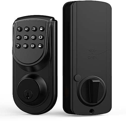 HOTATA Serratura senza chiave con tastiera, serratura elettronica intelligente, codice digitale, serratura intelligente per porta, fino a 50 codici di accesso, password anti-sbirciare, facile