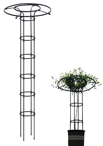 Raxove Metal Garden Climbing Plant Support, Umbrella Garden Trellis for Outdoor Plants, Sturdy Upright Flowers Steel Frame Trellis for Vines, Tomatoes and Other Plants, Height 210cm, Black