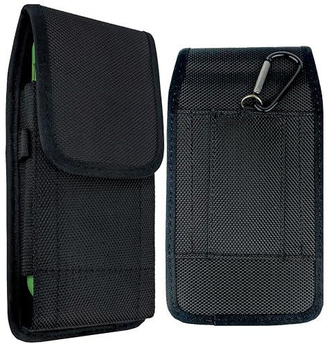 MyGadget Gürteltasche Handy [Bis 6.3 Zoll] - Handytasche mit Karabiner - Horizontal oder Vertikal nutzbar - Gürtel Tasche für u.a. iPhone 14 Pro - Schwarz