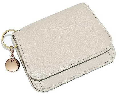 SUNAVY Kleines Portemonnaie Damen, Geldbörse Damen Klein mit Münzfach, Geldbeutel Damen Klein mit 4 Kartenfächern und 1 ID Fenster, Portmonee Damen Klein aus Weichem PU Leder (Weiß)