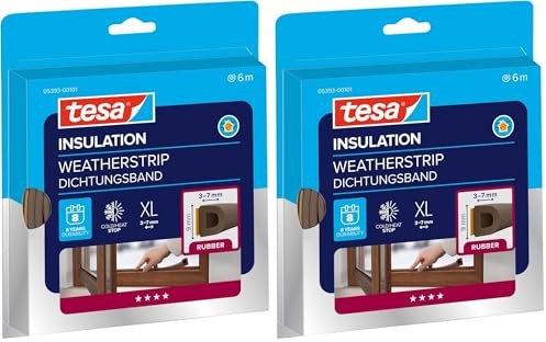 tesa moll D-Profil Gummi Fenster und Türdichtung braun 6m (Packung mit 2)