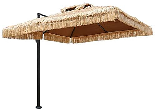 TEmkin Doppeldach-Stroh-Sonnenschirm, atmungsaktiver, wärmeisolierter, wasserdichter 250-cm-Reetdach-Sonnenschirm, Bast-Strohschirm für Garten, Pool, Terrasse